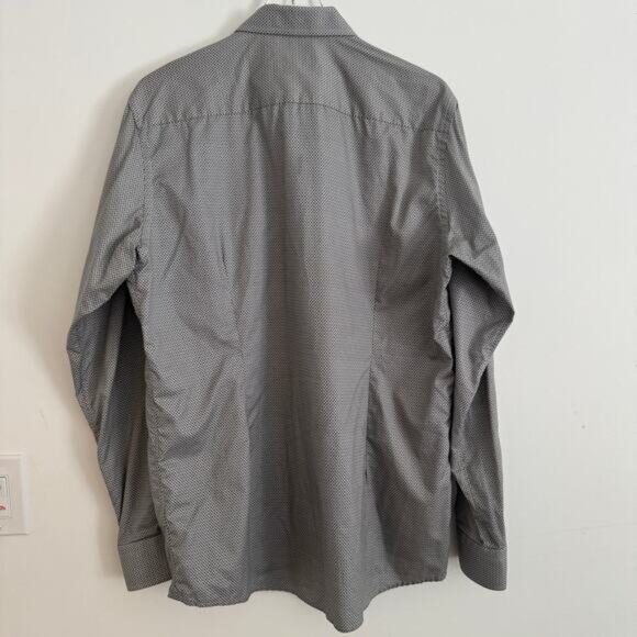 ETON Gray Diamond Patterned Collard Button Up Shirt Sz 44 17 1/2 - Picture 2 of 8